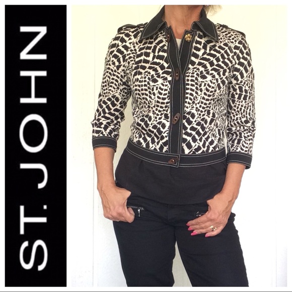 ST. JOHN SPORT ANIMAL PRINT JACKET SMALL - Picture 1 of 8